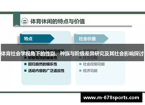 体育社会学视角下的性别、种族与阶级差异研究及其社会影响探讨